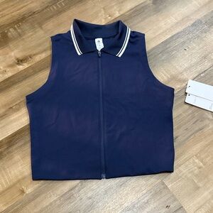 90 Degree by Reflex Navy Collared Zip Crop Top- Size S- never worn with tags!